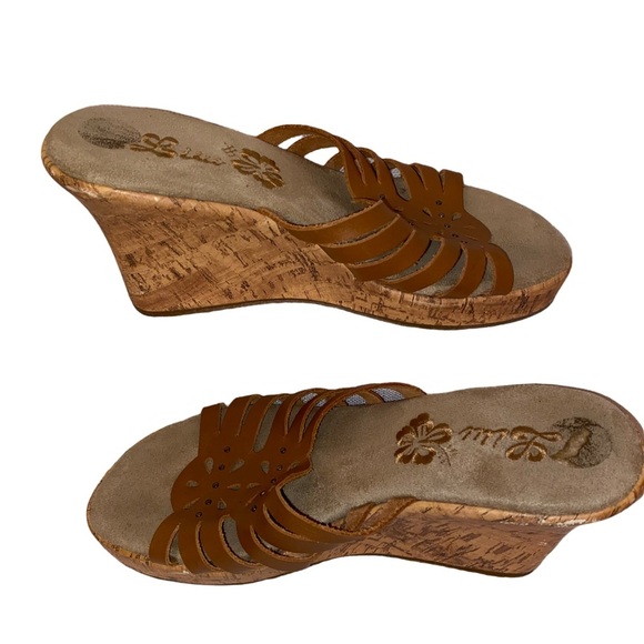 Luli Brand Ladies Cork Slide In Wedge Sandals in Tan and Natural in Size 8M - Picture 3 of 9